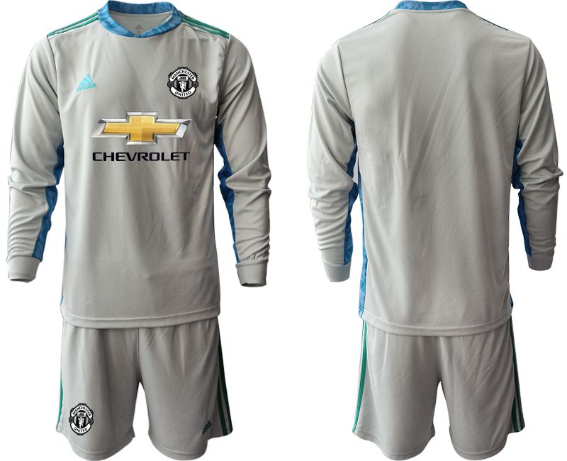 Men 2020-2021 club Manchester United gray long sleeve goalkeeper Soccer Jerseys